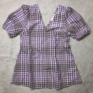 NWT Anthropologie Marsha Plaid Tunic Blouse